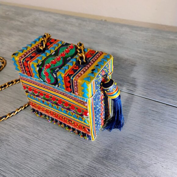 Rare Mary Frances Bohemian Style Retired Purse Beaded and Tassel - Picture 4 of 6